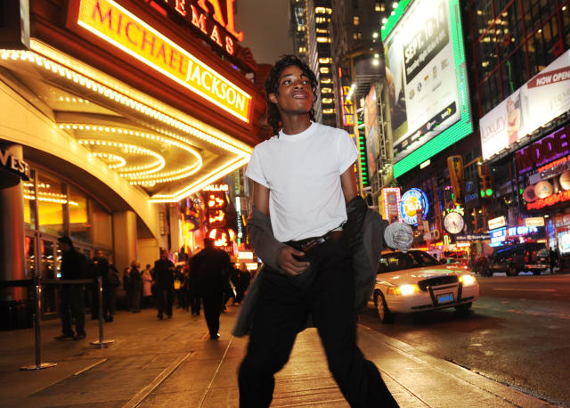 Neely in New York&#39;s Times Square in 2009 before going to see the Michael Jackson movie 