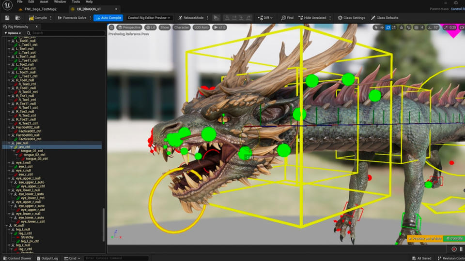 Unreal Engine and Unity learn a game engine; a dragon model being made in Unreal Engine