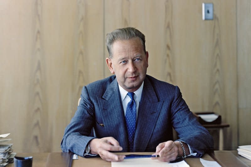 On September 18, 1961, U.N. Secretary-General Dag Hammarskjold, pictured in June 1959, died when his plane crashed under mysterious circumstances near Ndola in Northern Rhodesia (now Zambia). File Photo courtesy United Nations