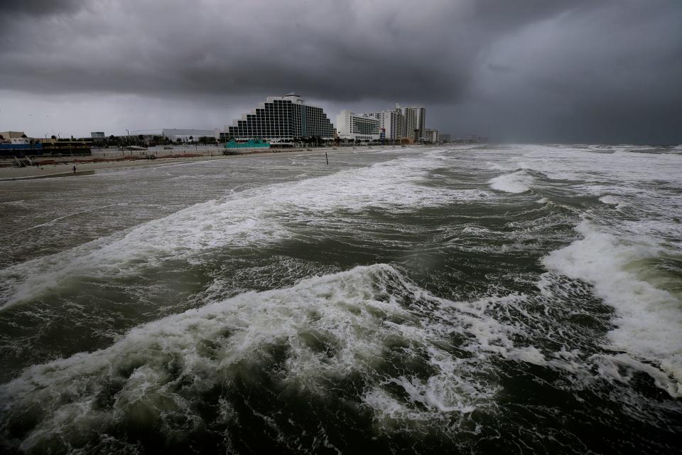 An angry looking sea off the coast of Daytona Beach churning up from Tropical Storm Nicole, Tuesday, Nov. 8, 2022.