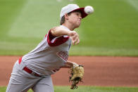 Sioux Falls, S.D.'s Maddux Munson (21) delivers during the first inning of a baseball game against Hamilton, Ohio at the Little League World Series in South Williamsport, Pa., Saturday, Aug. 28, 2021. (AP Photo/Gene J. Puskar)