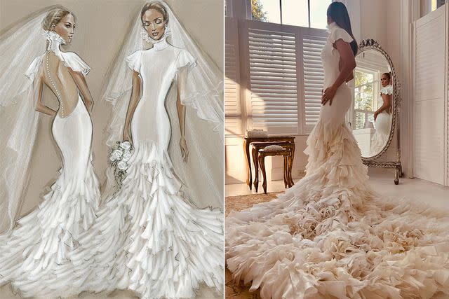 <p>John Russo/On The JLo</p> Jennifer Lopez shares look at Ralph Lauren wedding dress.