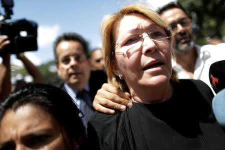 Venezuela's chief prosecutor Luisa Ortega Diaz is seen in front of the Public prosecutor's office in Caracas, Venezuela August 5, 2017. REUTERS/Ueslei Marcelino