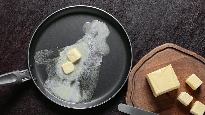 melting butter in skillet