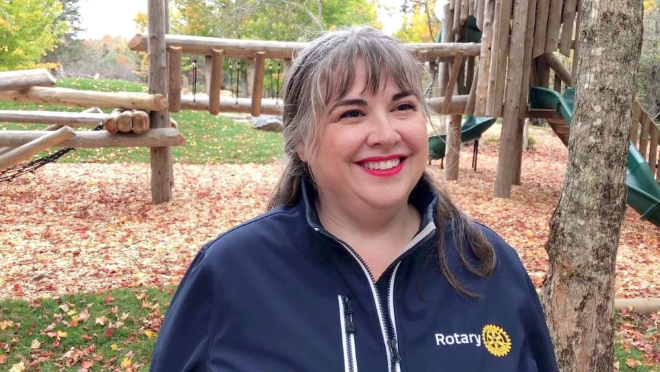 Alana Hirtle of the Rotary Club of Truro says now that the Portapique playground is complete, they need about $300,000 in cash and in-kind donations to help finish the new community hall.