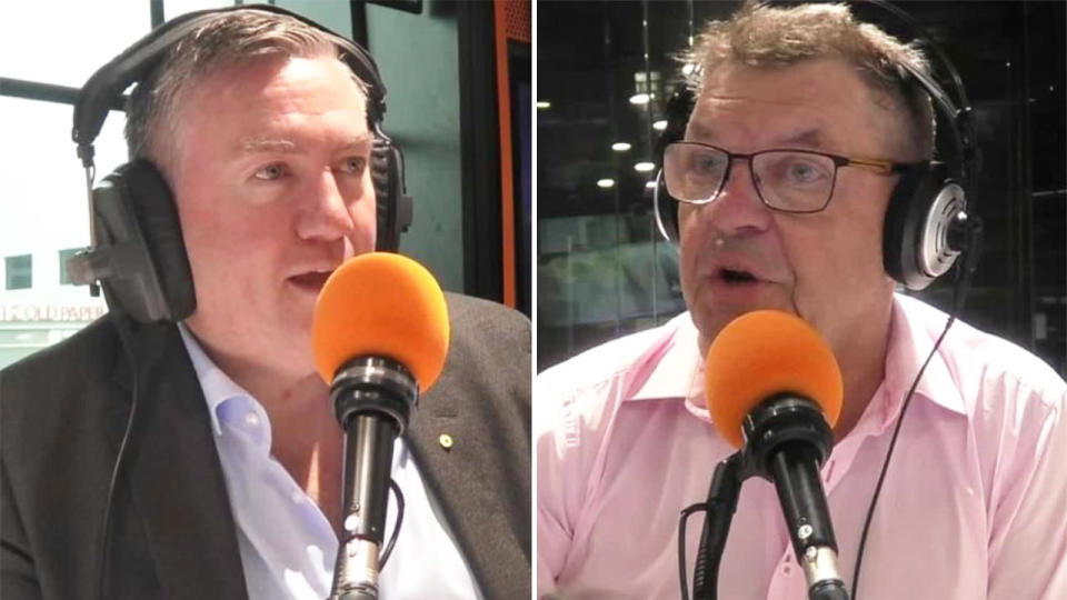 Eddie McGuire (pictured left) argues with Steve Price (pictured right) on air.