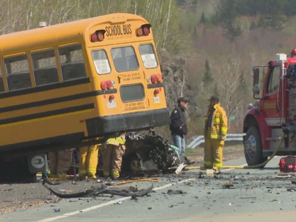 Two people were killed in a head-on collision on Route 11 between Charlo and Black Point on Tuesday. (Radio-Canada - image credit)