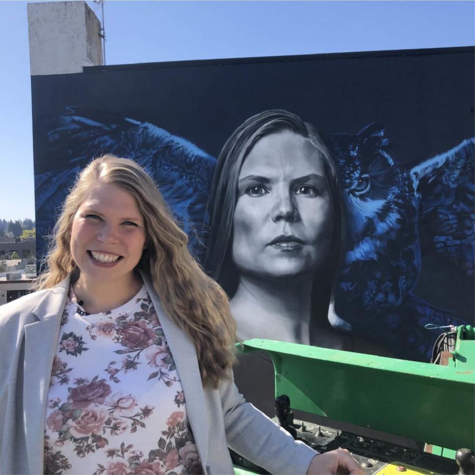 WGU Washington wanted to honor Allenton for all her hard work. So, they created a mural of her on the historic Capitol Theater in Downtown Olympia.  / Credit: WGU Washington