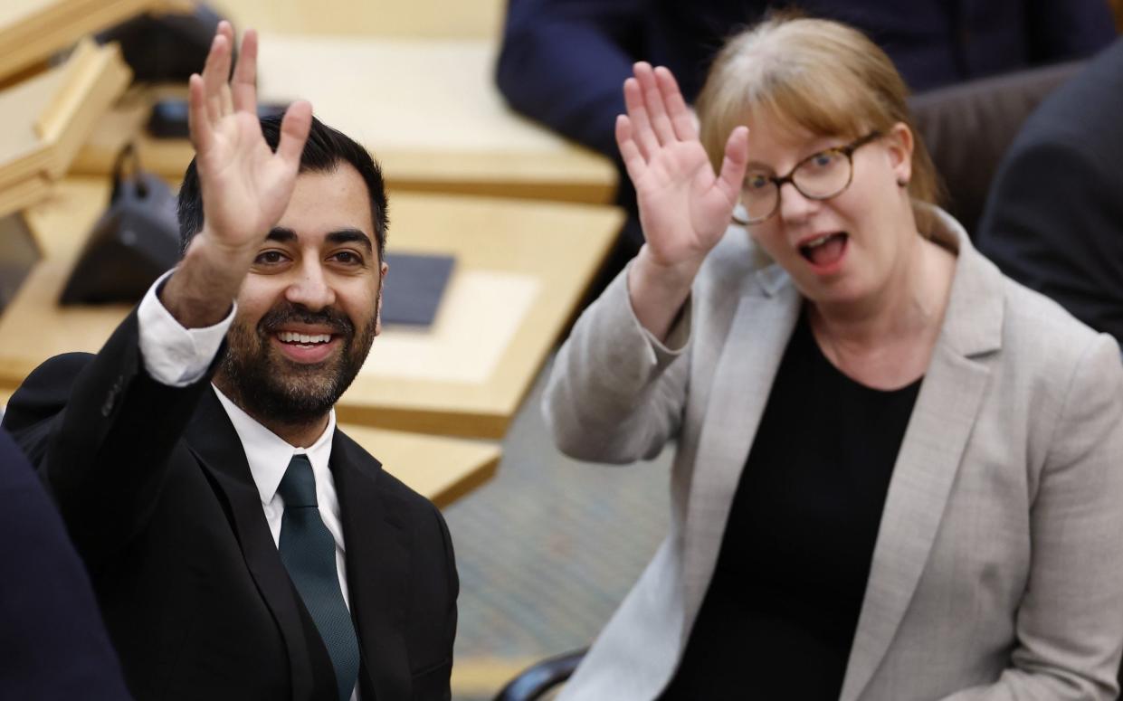 Humza Yousaf attends the Scottish Parliament on March 28, 2023 - Jeff J Mitchell