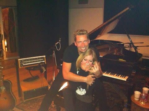 Avril Lavigne in the studio with Chad Kroeger in February this year. Credit: Avril Lavigne/Twitter