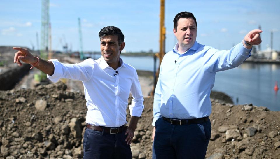 Sunak and Houchen during a visit to see the construction works at Teesside Freeport in Redcar in July 2022 (AFP/Getty)