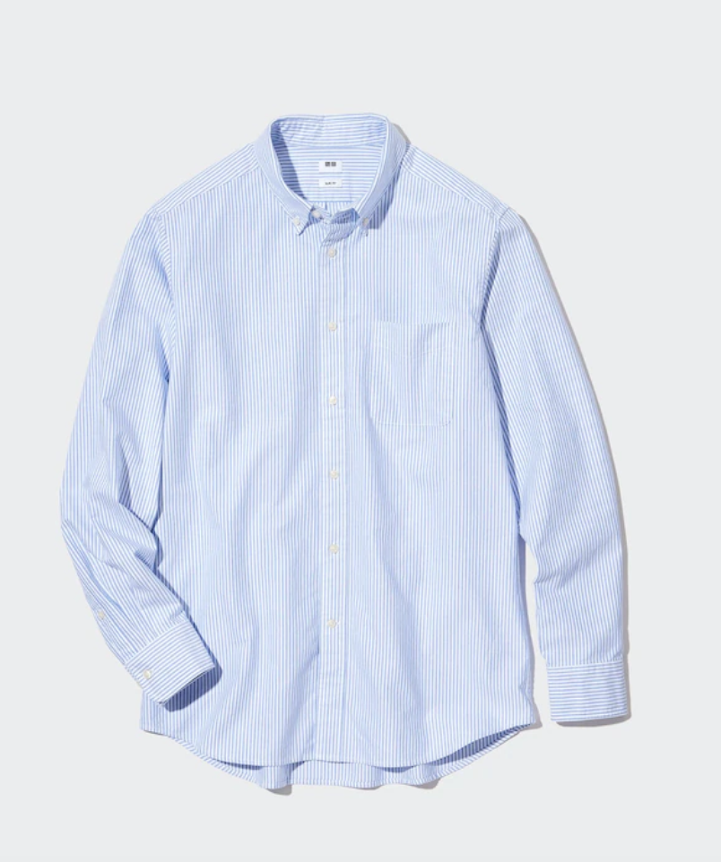 Oxford Striped Slim Fit Long Sleeve Shirt. (PHOTO: Uniqlo)