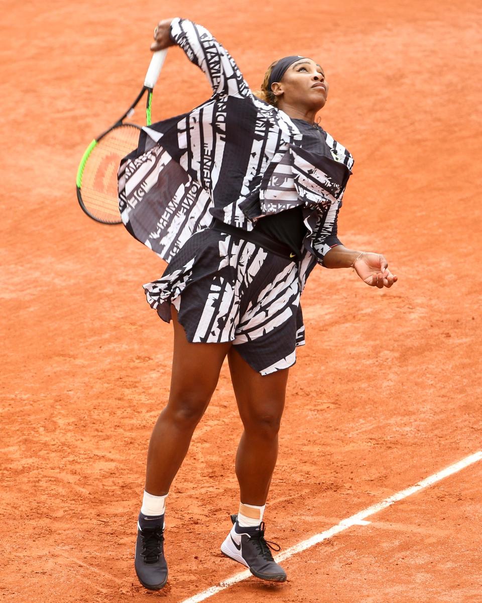 Serena Williams doing what she does best in serious style.