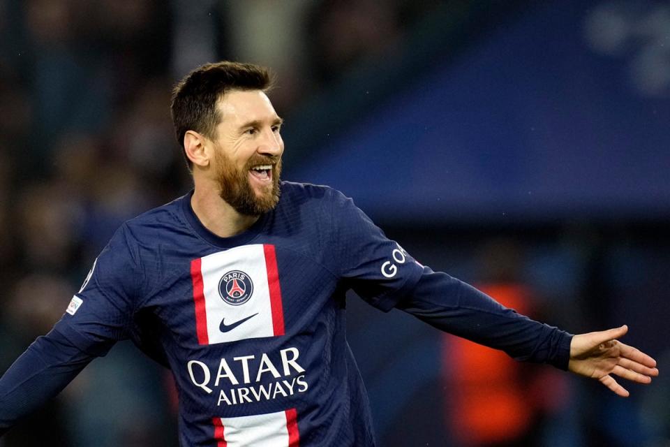 Lionel Messi scored twice as Paris St Germain put seven past Maccabi Haifa (Christophe Ena/AP/PA) (AP)