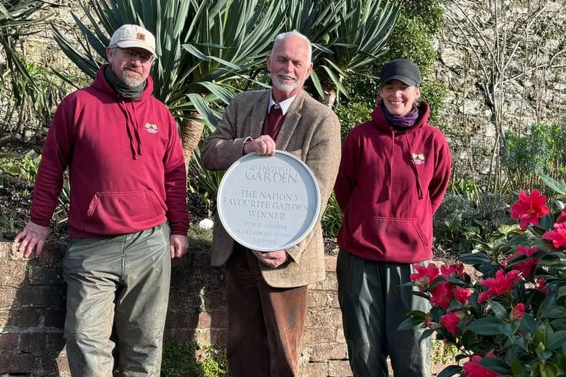 With The English Garden magazine's Nation's Favourite Public Garden 2023 award are, from left, Christopher Pilkington, Anthony Tavernor and Mari Hughes