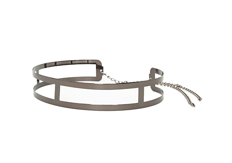 Missguided Tanaquil Metal Caged Belt Pewter. 