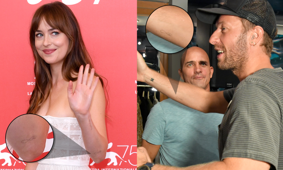 A look at Dakota Johnson’s and Chris Martin’s new ink. (Photo: Shutterstock)