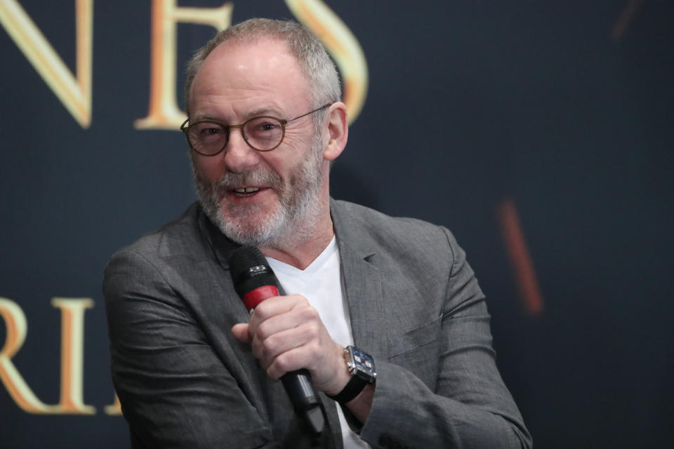 Actor Liam Cunningham, who plays Davos Seaworth in Game of Thrones, at the launch of the Game of Thrones touring exhibition at the Titanic Exhibition Centre in Belfast. (Photo by Liam McBurney/PA Images via Getty Images)