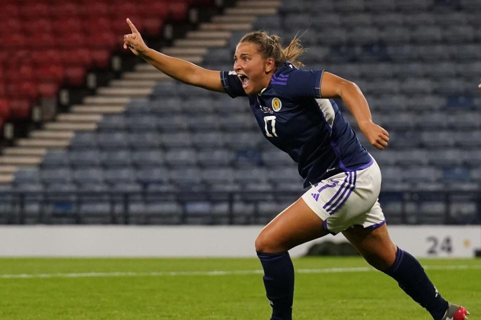 Abi Harrison celebrates her goal (Andrew Milligan/PA) (PA Wire)