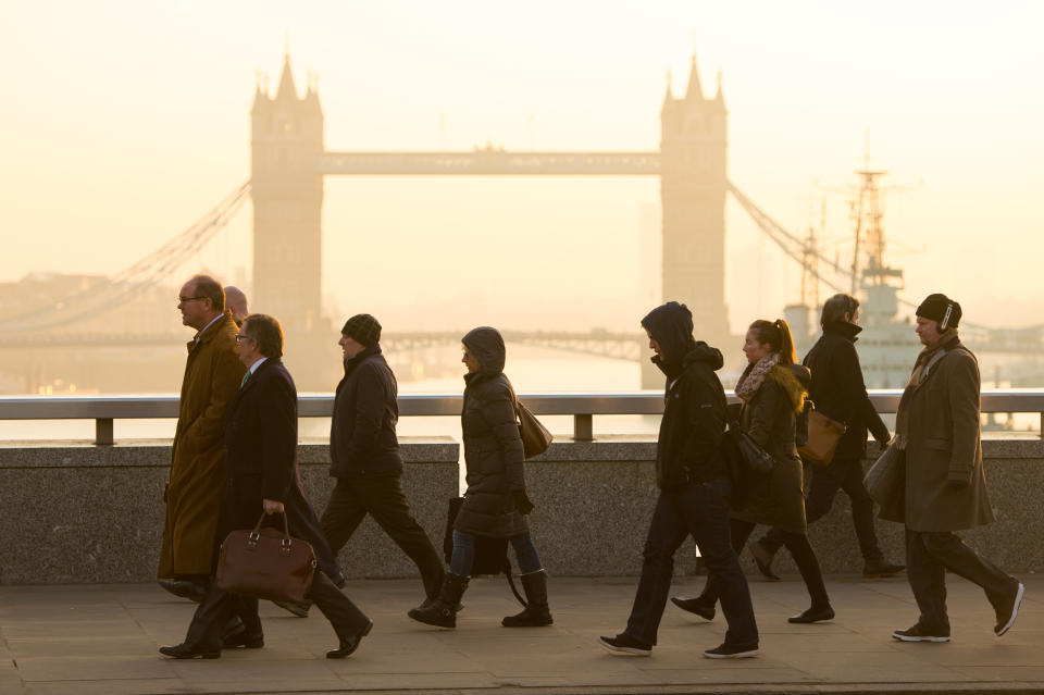 File photo dated 23/01/15 of commuters in central London. Employment has hit record highs in the UK as the market was boosted by higher numbers of working women and self-employed workers, new figures reveal.