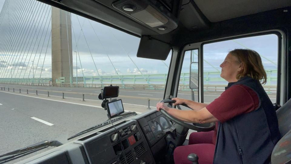 Sharon Downs, 41, a saddle-fitter from Pontypridd, was one of 12 people arrested after driving her horse box across the Prince of Wales Bridge, which runs between England and Wales, during a go-slow protest on the M4 (PA) (PA Wire)