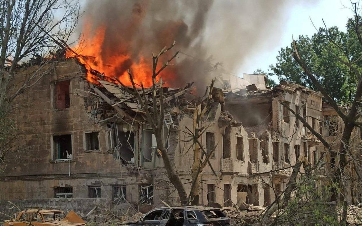 Clinic heavily destroyed by a Russian missile strike in Dnipro - via REUTERS/DNIPROPETROVSK REGIONAL MILITARY