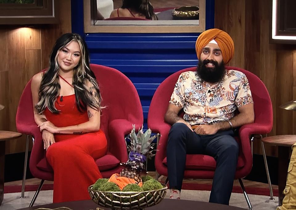 Blue Kim and Jag Bains were on the chopping block in Big Brother. (CBS)