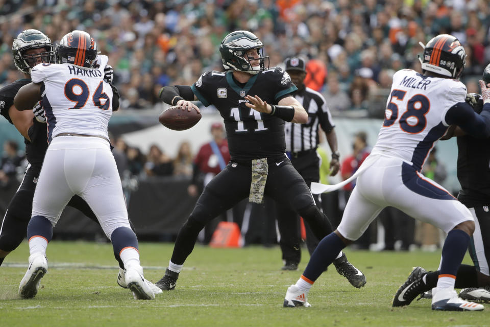 Philadelphia Eagles QB Carson Wentz has had a fantastic first half of this season. (AP)