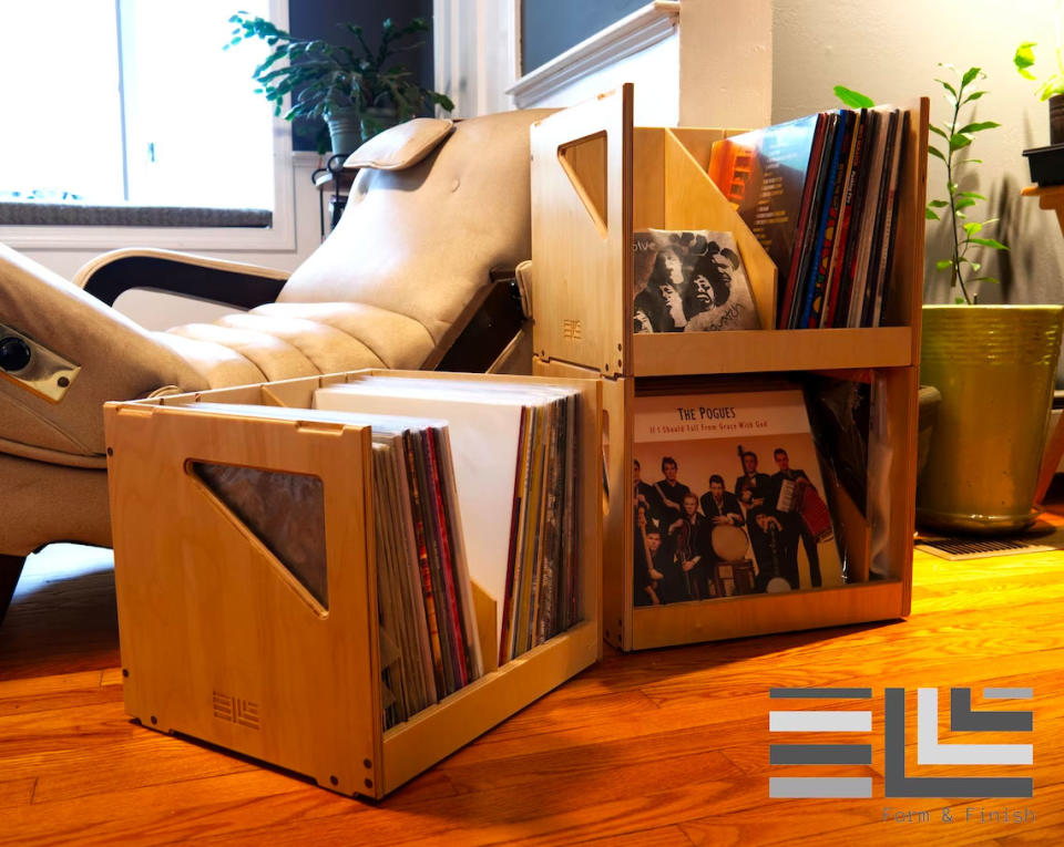 stackable vinyl record storage crates, record storage ideas