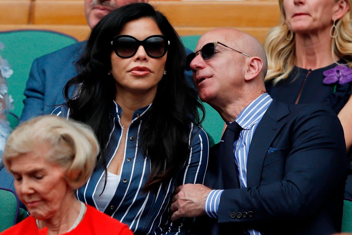 Jeff Bezos with Laurem Sanchez.  (AFP/Getty Images)