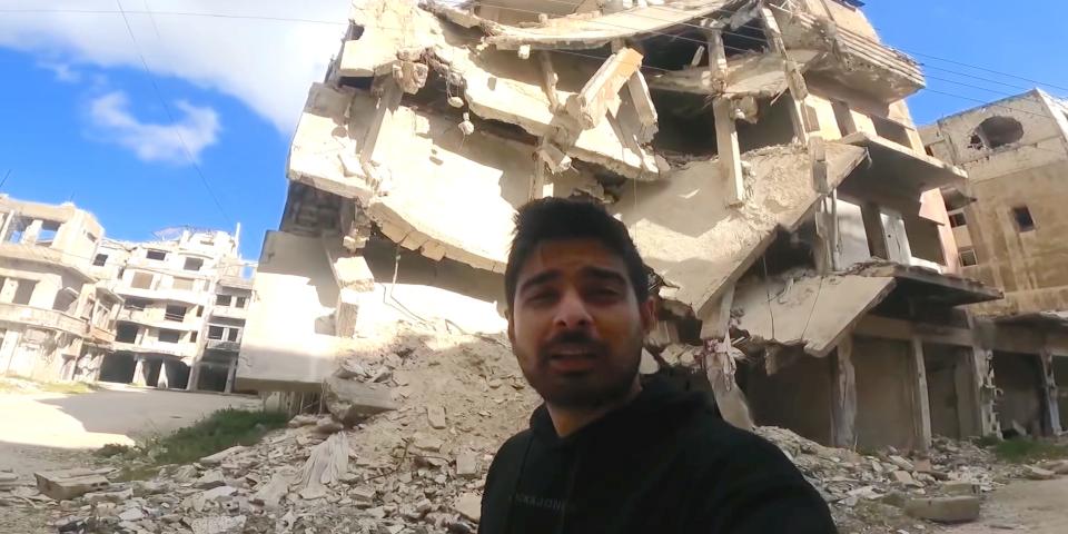 Turkish YouTuber Gökhan Yıldırım seen in Homs.