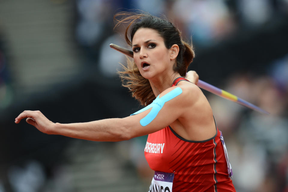 Paraguay's Leryn Franco competes in the women's javelin throw qualifying rounds at the athletics event during the London 2012 Olympic Games on August 7, 2012 in London. (FRANCK FIFE/AFP/Getty Images)