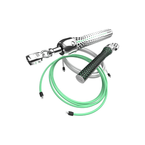 silver and sea foam green weighted jump rope set