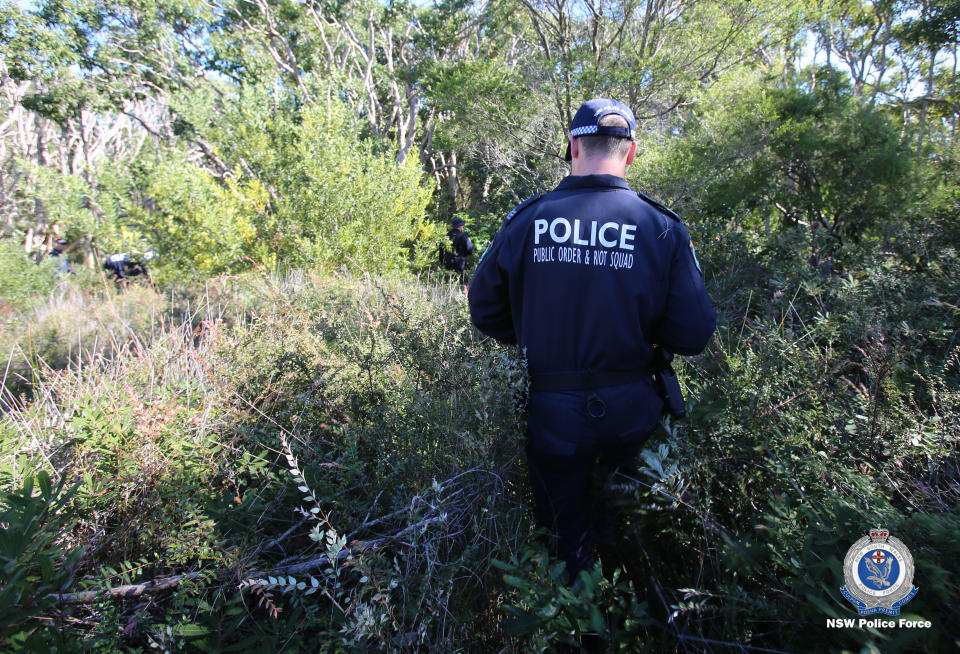 Police searched bushland near Byron Bay as part of their investigation into the disappearance of Thea Liddle. Source: NSW Police