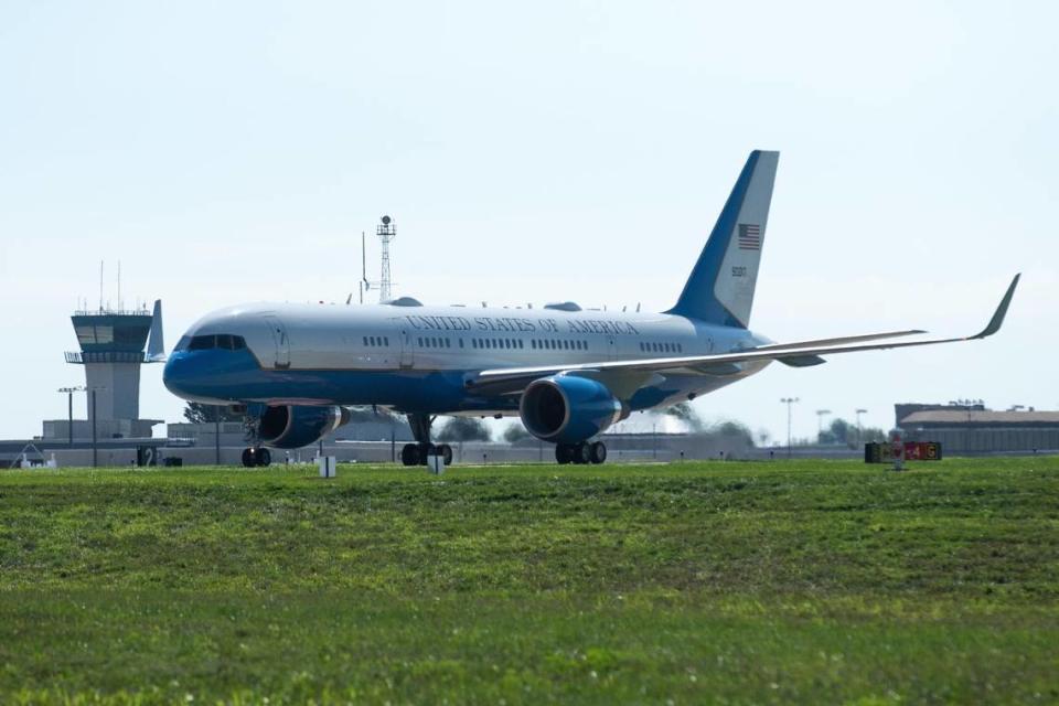 President Joe Biden and First Lady Jill Biden arrived at Lexington’s Blue Grass Airport on Air Force One Monday morning before departing to Eastern Kentucky in a helicopter to visit families affected by recent floods. August 8, 2022.