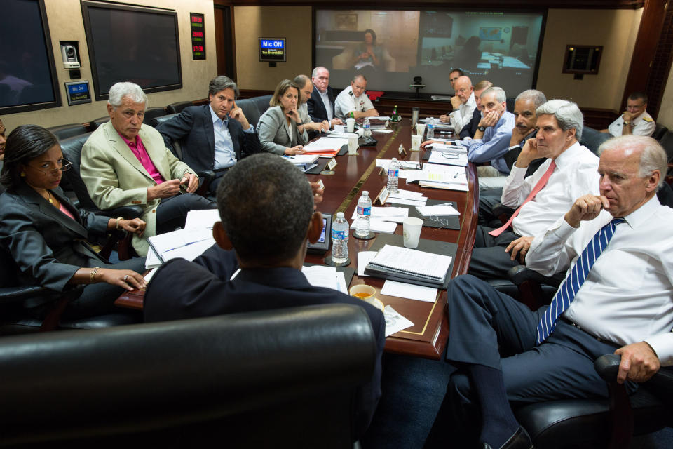 <p>31. August 2013: Präsident Obama trifft seine nationalen Sicherheitsberater im Situation Room des Weißen Hauses, um die Strategie in Syrien zu besprechen. </p>