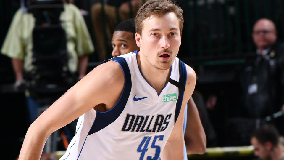 Ryan Broekhoff, pictured here  in action for the Dallas Mavericks in February, 2020.