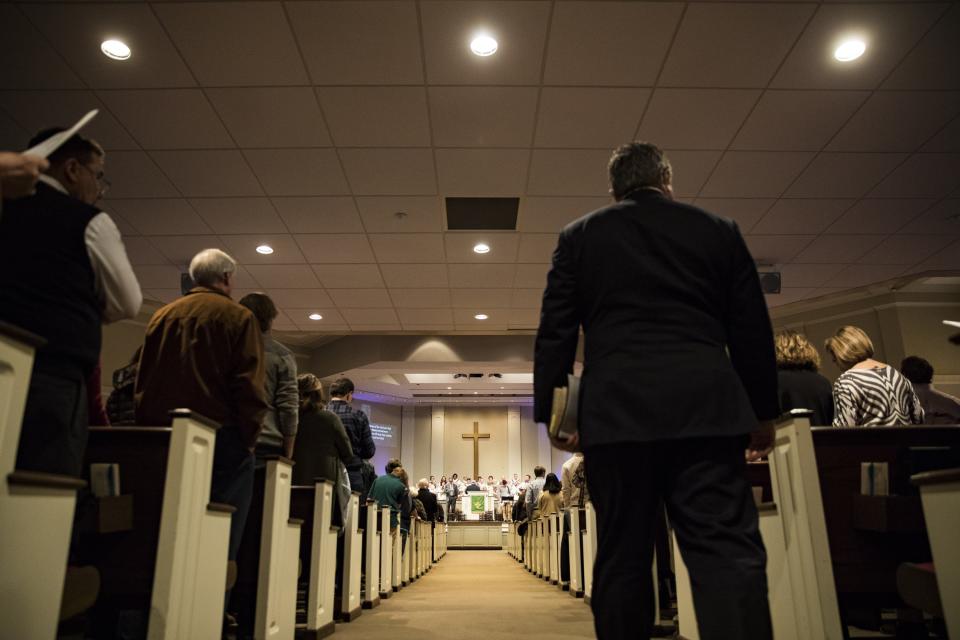 Evangelical Christians gather for Sunday worship service at First Evangelical Church in Memphis, Tennessee, on Jan. 7, 2018. (Photo: Anadolu Agency via Getty Images)