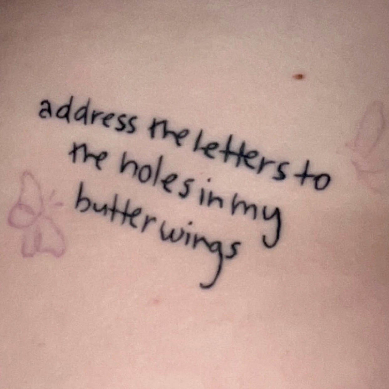 Olivia Rodrigo song lyric tattoo (@grraceflemming via TikTok)