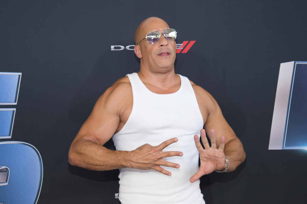 Actor Vin Diesel attends the the Road to "Fast & Furious 9" Concert at Maurice A. Ferré Park on Friday, Jan. 31, 2020, in Miami, Fla. (Photo by Scott Roth/Invision/AP)