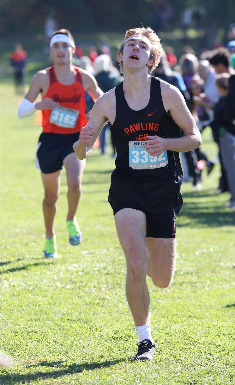 Noah Brightman from Pawling runs in the boys Section 1 Class C cross country championships at Bowdoin Park in Wappingers Falls, Nov. 6, 2021.