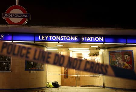 Police tape is seen at a crime scene at Leytonstone underground station in east London, Britain December 6, 2015. REUTERS/Neil Hall