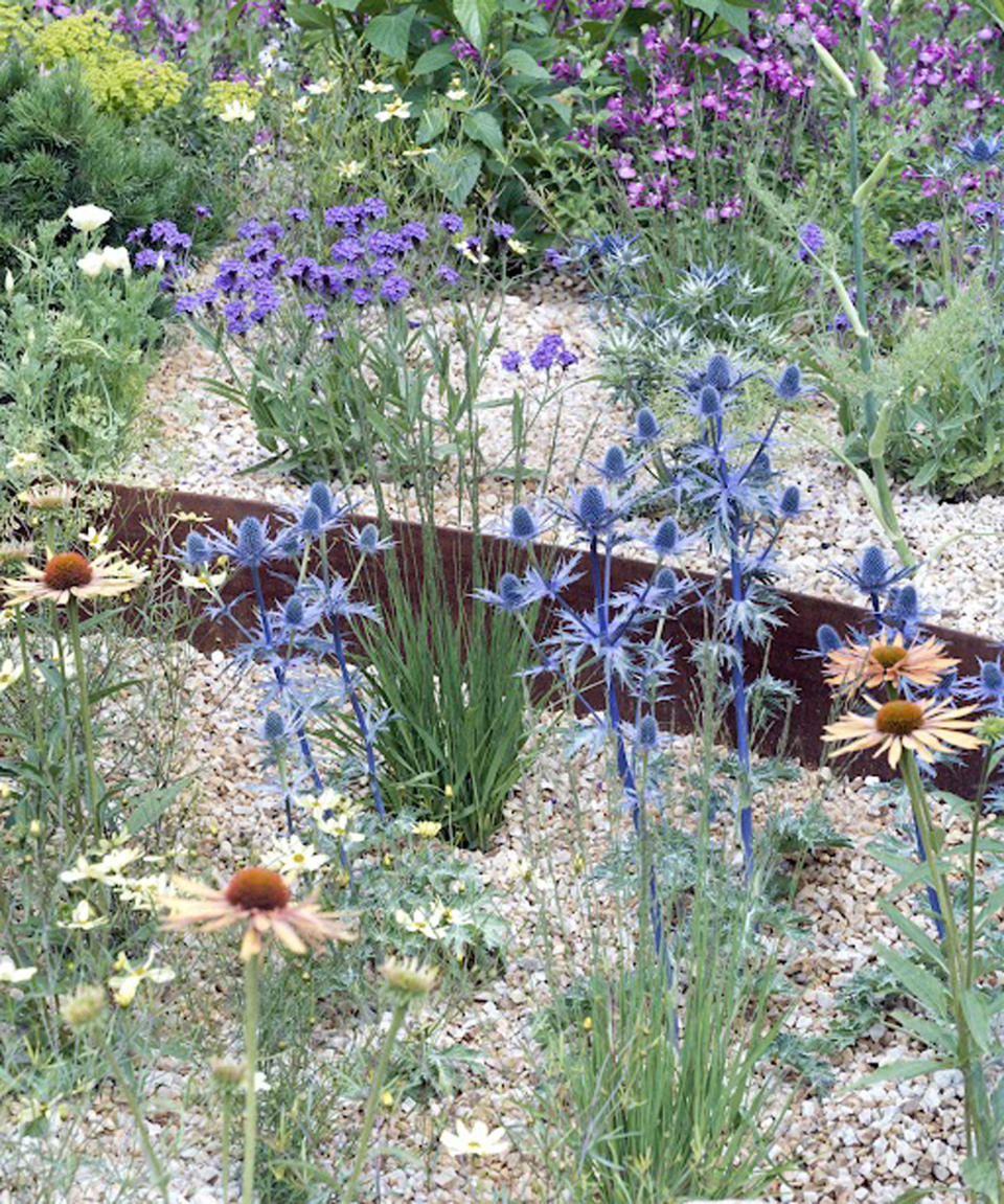 flower garden with gravel