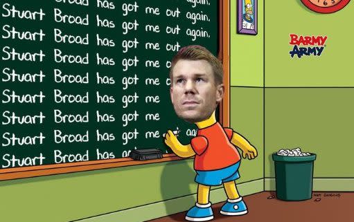 The Simpsons-inspired Barmy Army meme celebrating Stuart Broad&#39;s fine record against David Warner