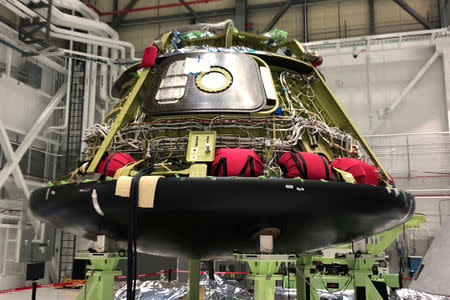 One of Boeing Co's CST-100 Starliner astronaut capsules is seen at a production facility in Cape Canaveral, Florida, U.S., January 15, 2019. Picture taken on January 15, 2019. REUTERS/Eric M. Johnson