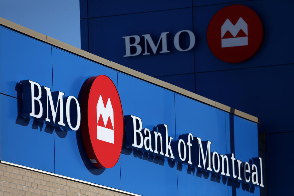 A Bank of Montreal (BMO) logo is seen outside of a branch in Ottawa, Ontario, Canada, February 14, 2019. REUTERS/Chris Wattie