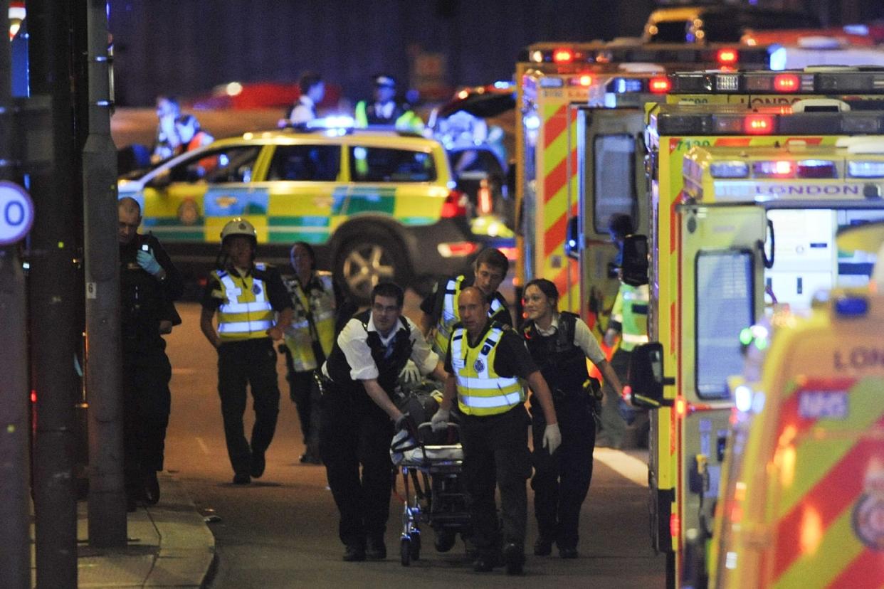 London Ambulance Service (LAS) response teams handling the aftermath of the London Bridge attack last year: DANIEL SORABJI/AFP/Getty Images