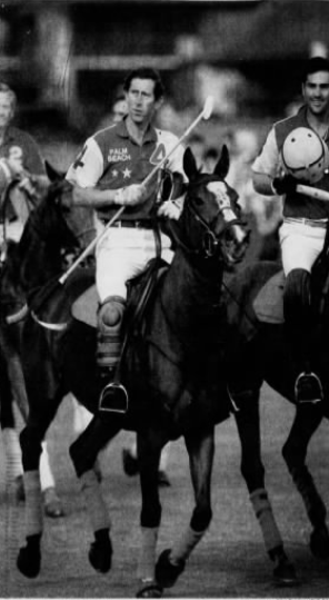 Prince Charles competes in a polo match in Wellington in November 1985.
