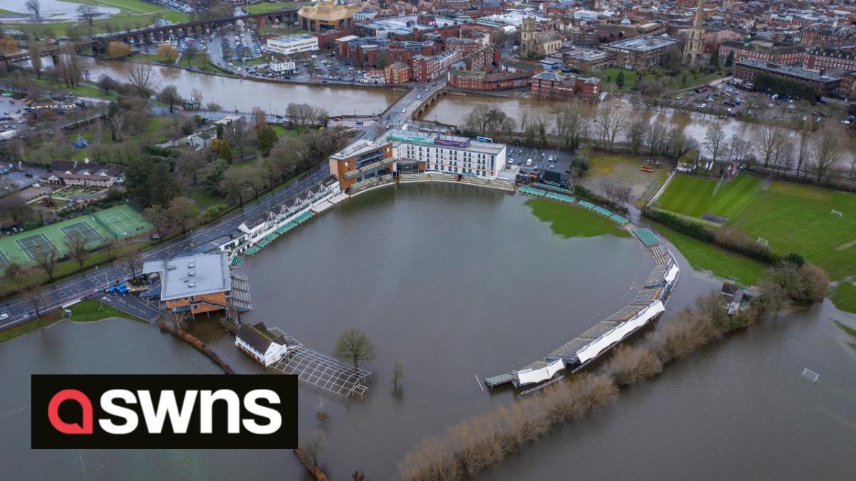 Worcestershire County Cricket Club completely submerged after heavy floods