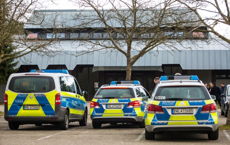 Police guard the hall in Gaggenau, western Germany, on March 2, 2017